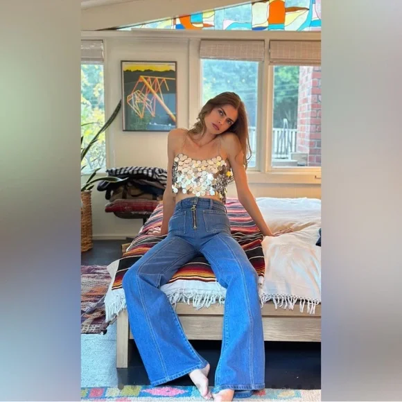 Stoned Immaculate Bardot High Waisted Bells in Filmore - Picture 2 of 13